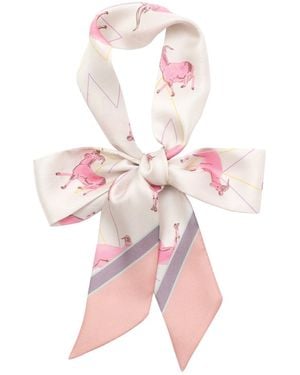 Lost Pattern Antelope Silk Skinny Scarf - Pink
