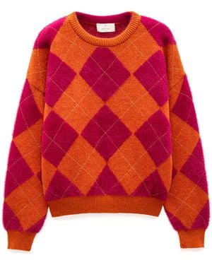 Peraluna Yurika Diamond Pattern Knit Sweater - Red
