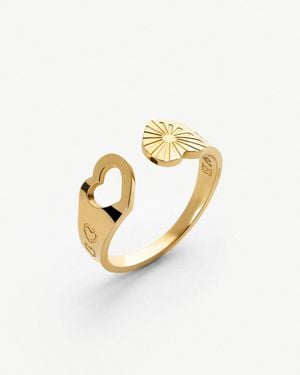 Elk & Bloom Double Love Dainty Hearts 14K Ring - Metallic