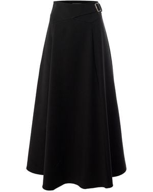 Exquise Sol Flared Midi Sol Skirt – - Black