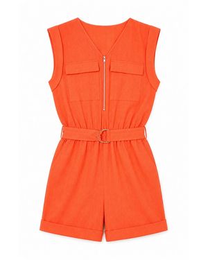 Yumi' Utility Style Playsuit - Orange