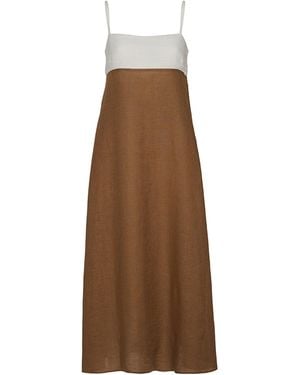 The Summer Edit Olivia Luxe Linin Maxi Dress - Brown