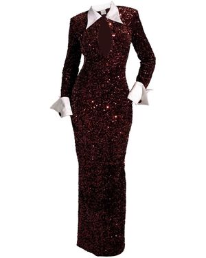 Ofuure Kali Keyhole Sequin Maxi Dress - Red