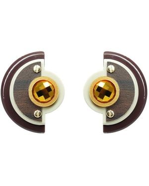 Gissa Bicalho Acrylic Handmade Earring L Empire - Metallic
