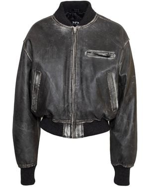 SVETA Milano Dean Leather Bomber Jacket - Black
