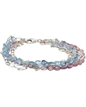 Lori Kaplan Design Four Strand Aquamarine, Malaya Garnet And Sterling Bracelet - Blue