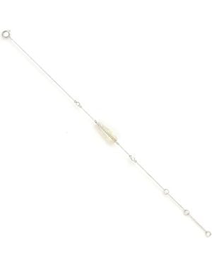 Artisan 18K Diamond Carved Mother Of Pearl Feather Bracelet - White