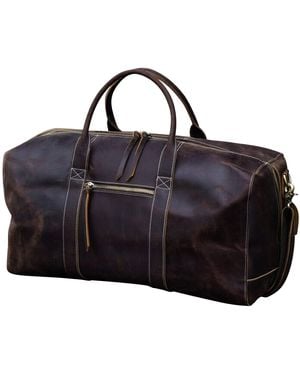 Touri Genuine Leather Duffel Travel Bag - Black