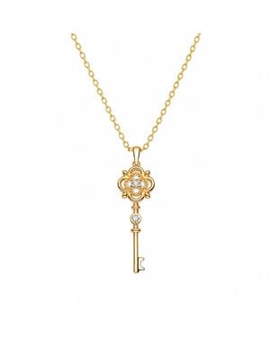 Spero London Sterling Ancient Key Necklace - Metallic