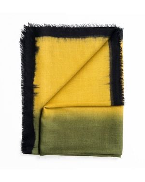 Variously Iris Topaz Cashmere Merino Soft Handwoven Modern Artisanal Scarf - Yellow