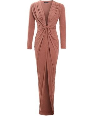 Sarvin Rose Twist Knot Front Dress - Red
