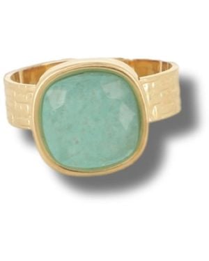 Mink&Ivy June Amazonite Healing Gemstone Ring, Tarnish Free - Green