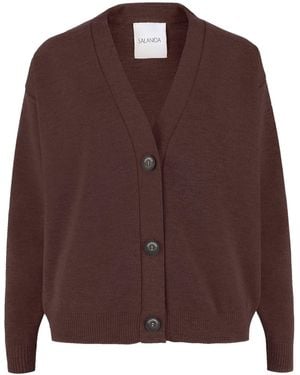 SALANIDA Bene 100% Merino Cardigan Chocolate - Brown