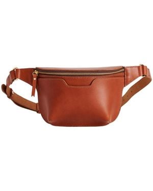 VIDA VIDA Structured Tan Leather Sling Bum Bag - Brown