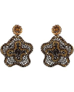 Lavish by Tricia Milaneze Sepia Mix Jasmine Handmade Crochet Earrings - Brown