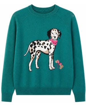 Yumi' Dalmatian Intarsia Relaxed Sweater - Green
