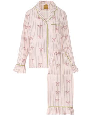 Carolina Benoit Palm Beach Bows Pyjamas Long Set - Pink