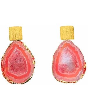 Magpie Rose Rocks In The Sky Orange Earrings - Red