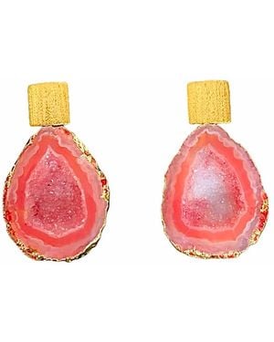 Magpie Rose Rocks In The Sky Orange Earrings - Red