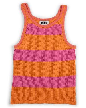 Gigi Knitwear Mesh Cotton Tank Top - Red