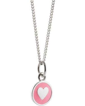 Lime Tree Design Powder Enamel Heart Necklace - Pink