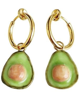 POPORCELAIN Mini Porcelain Avocado Clip On Earrings - Green
