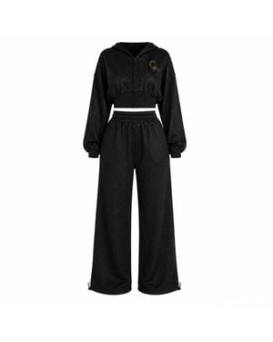 Ofuure Plush Fleece Hoodie Set - Black