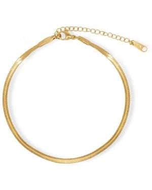 VIEA Antonette Herringbone Flat Chain Anklet - Metallic