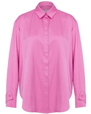 NAZLI CEREN Ravenna Satin Shirt - Pink