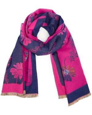 Saachi Floral Daisy Reversible Scarf - Purple