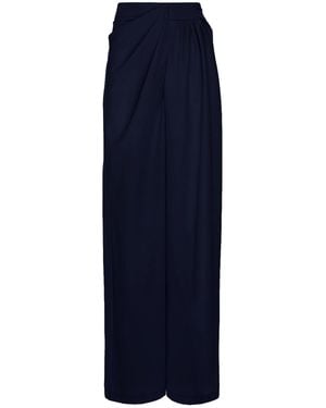 BLUZAT Pants With Side Draping - Blue