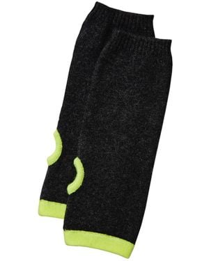 Cove Cashmere Wrist Warmers Charcoal & Neon - Black