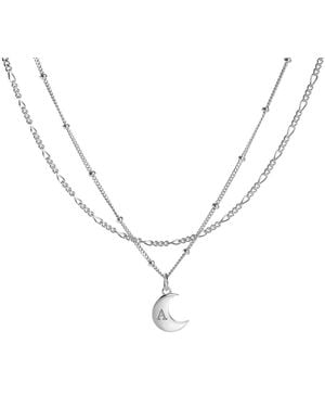 Muru Moon Initial Necklace Layering Set - Metallic