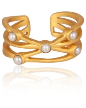 Christina Greene Pearl Wrap Ring - Metallic