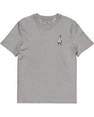 Anchor and Crew Heather Dapper Duck Actual Life Organic Cotton Embroidered T-Shirt - Grey