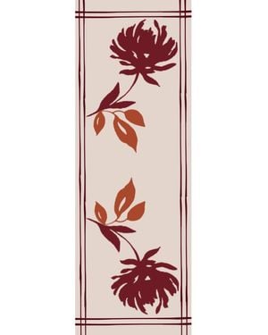 Heritagemoda Neutrals Luxury Wool-Silk Scarf – Hand-Painted Sand With Rust & Amber Floral Accents - Pink