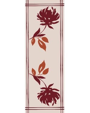 Heritagemoda Neutrals Luxury Wool-Silk Scarf – Hand-Painted Sand With Rust & Amber Floral Accents - Pink