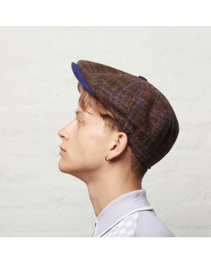 Dasmarca Hats Archie Raisin Tweed Italian Bakerboy Eight Piece Cap - Brown