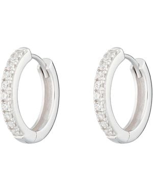 Scream Pretty Large Huggie Earrings With Clear Stones - Metallic