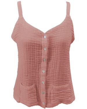 Haris Cotton Textured Cotton Top With Button Front Blush - Pink