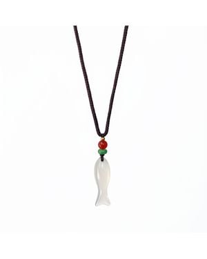 Ormiro Moon River Chalcedony & Agate Fish Necklace - Metallic