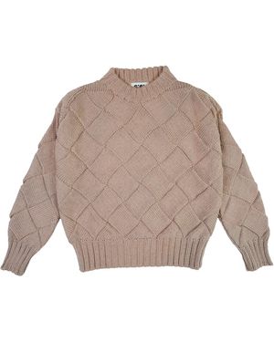 Gigi Knitwear Neutrals Basket-Weave Jumper - Grey