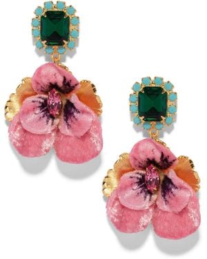 The Pink Reef Emerald Pansy Earring - Red