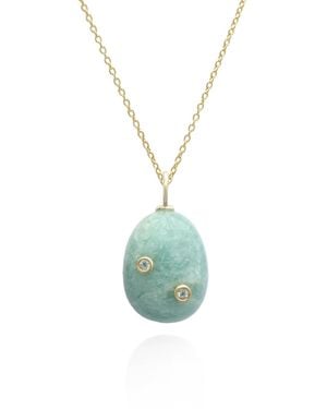 Hye Jane Jewelry Small Pietra Aquamarine Necklace - Blue