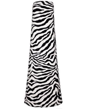 Kargede Strapless Zebra Print Maxi Dress - Black