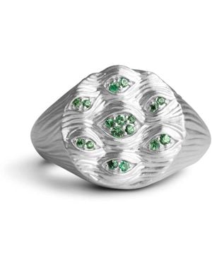 Kasun Eyes Of Many Signet Ring – & Tsavorite Eyes - Multicolour