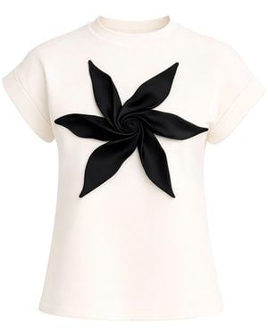 Julia Allert Crew-Neck Jersey T-Shirt With Flower - Black