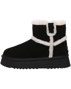 EverAu Australia Barren Leather Chic Platform Short Boots - Black