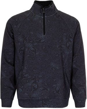 lords of harlech Craig Montgat Paisley Quarter-Zip Jumper - Blue