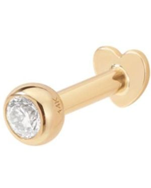 Vanhi 14K Solid Bezel Set Lab-Grown Diamond Screw Flat Back Stud - Metallic